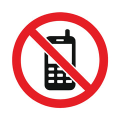 No cell phone allowed sign with red circle and line