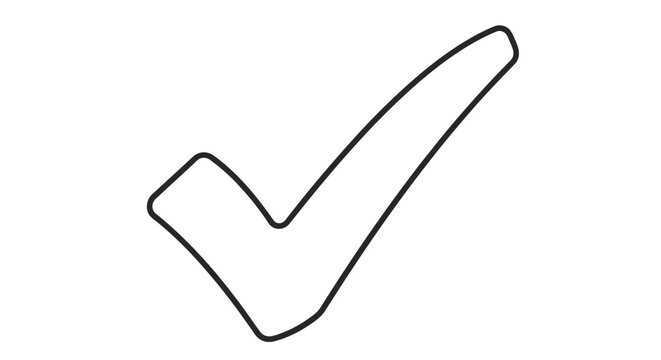 Simple black and white line drawing of a check mark on a white background