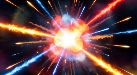 Obraz premium Dynamic Light Explosion with Streaks of Energy and Vibrant Colors.