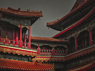 Obraz premium Detailed Chinese Architectural Structure Photograph