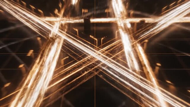 Abstract digital data network with glowing light trails