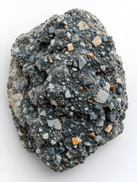 Granite stone with chromite inclusions on white background, rock, formations, rocky