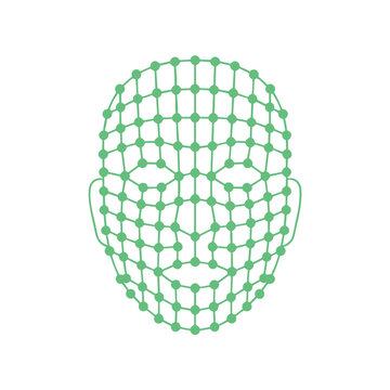 Green Digital Face Mapping Grid for Facial Recognition Biometric Scanning Artificial Intelligence and Human Identification Technology Graphic Concept