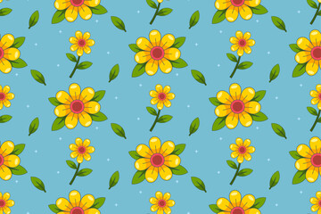 Bright Yellow Flower Seamless Pattern
