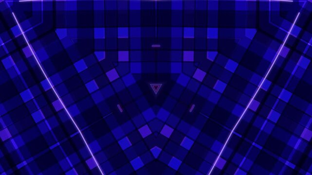 Abstract background with a blue and purple pixelated pattern and neon-like lines converging in the center.
