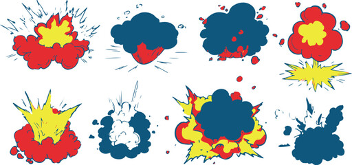 Collection of eight comic book style explosion © miht3325