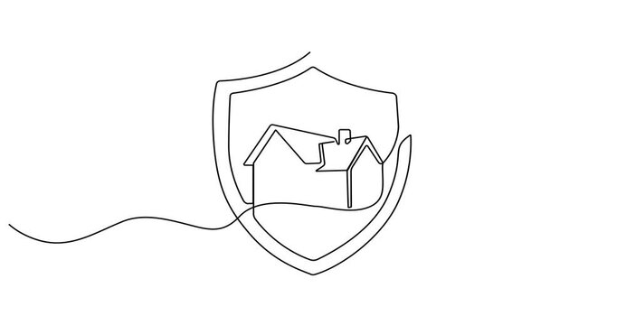 Animated self drawing of single continuous line draw elegant key house logo design, Full length one line animation. pro style design, Private security symbol animated video. Real estate concept.