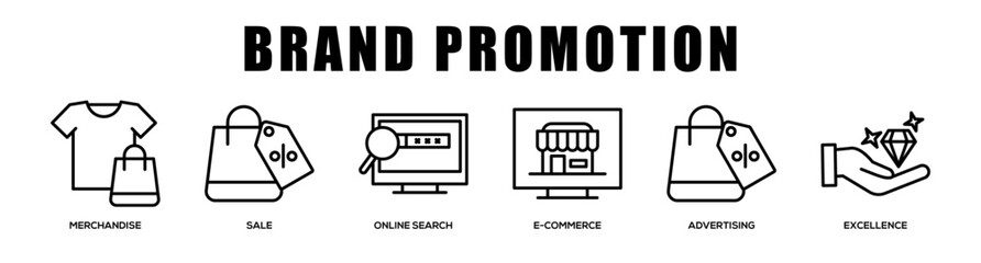 Fototapeta premium Brand Promotion web banner icon illustration concept