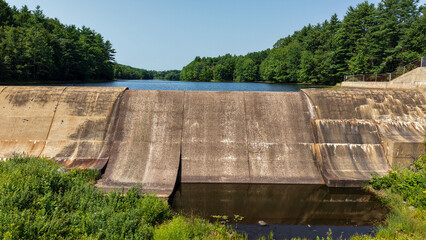 Aerial view featuring the Bellamy Reservoir in Madbury, New Hampshire