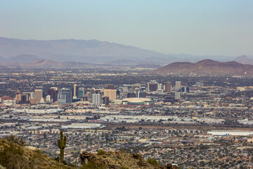 Fototapeta premium Beautiful Aerial View from the South Mountain Park and Preserve in Phoenix, Arizona