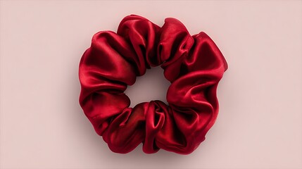 Maroon Velvet Scrunchie Isolated / 切り抜かれたマルーン色のシュシュ