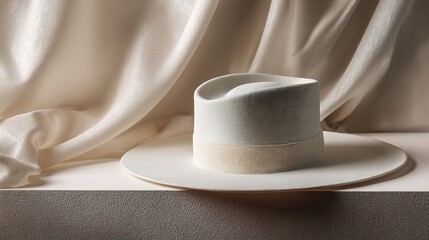 Wide Brim Straw Hat on White / 白背景のつば広麦わら帽子