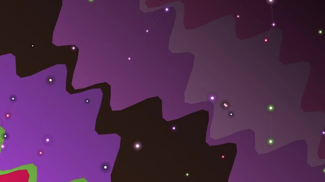 Abstract illustration of interlocking purple and black puzzle pieces with colorful specks on a white background in a cinematic style with a mysterious mood.