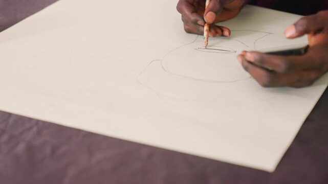 Precision drawing session with textured shading. Careful stippling and textural practice for art project. Meticulous handdrawn study emphasizing controlled shading and fine detail improvement