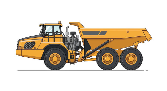 Yellow Articulated Dump Truck Illustration