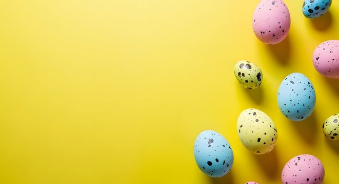Easter sunday celebration with colorful easter eggs on yellow background