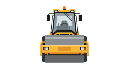 Yellow steamroller front view