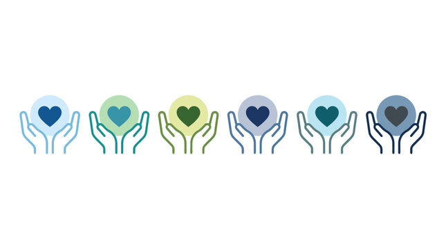 Compassion care hands heart gradient vector illustration, healthcare support icon design, nurturing protection symbol, wellness aid graphic, charity love concept, medical empathy vector artwork