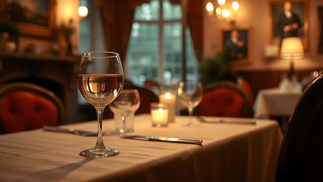 epilogue. A cozy dining room with a fireplace and a glass on the table. real-estate listings, architecture portfolios, designed for real-estate listing and luxury residence showcases.