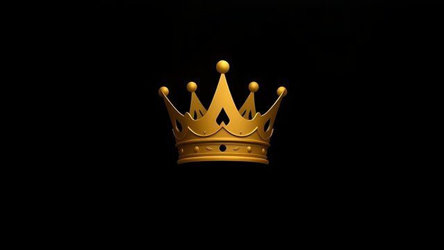 couter. Massive golden crown icon centered on a pure black background. event programs, museum guides, designed for cultural heritage projects and event programs, elevates cultural identity.