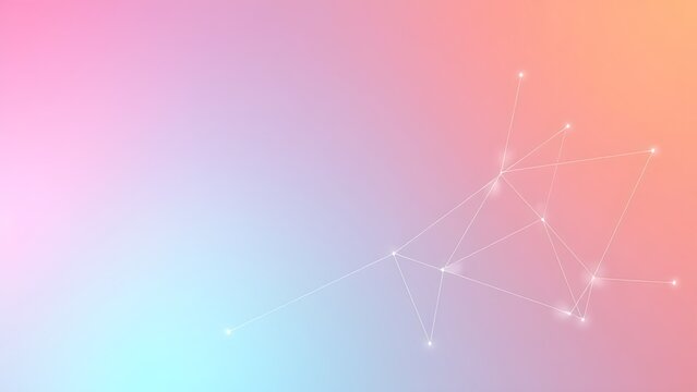oganesson. Abstract geometric shapes in gradient colors, representing digital network and connectivity. product launch decks, UI/UX mockups, designed for product launches and innovation pitches.