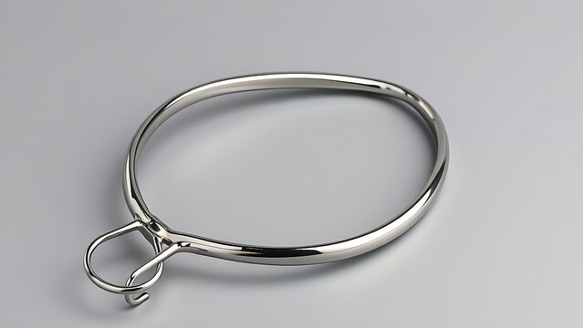 shortcoming. A stainless steel dental facebow isolated on a neutral background. STEM education sheets, lab safety posters, designed for biotech research communications, used by nutritionists.