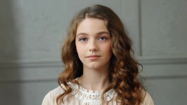 Close-up of a foreign girl's profile, a fresh portrait of a young girl