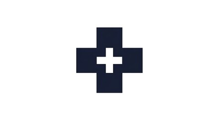 Obraz premium Modern medical cross symbol with dark blue and white colors
