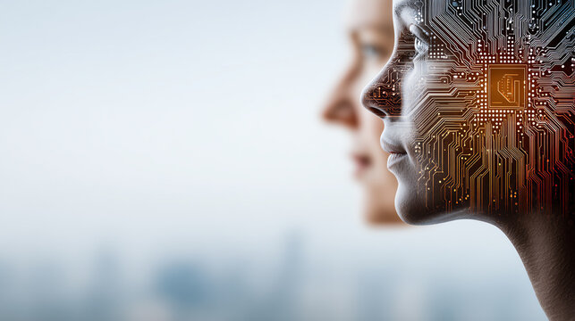A conceptual image showcasing the intersection of human intelligence and artificial intelligence.