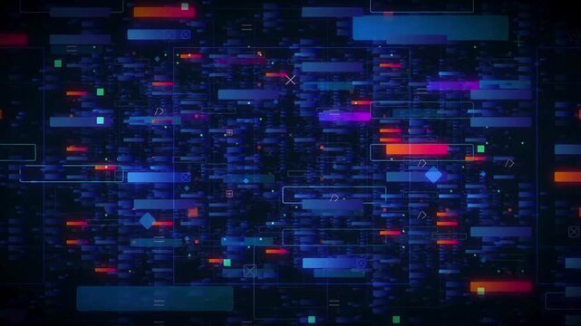 programming code information, technology data background animation. computer programming code background. Software development process concept.