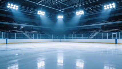 Empty ice rink in arena
