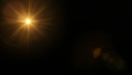 Elegant Golden Light Flare on Deep Black Luxury Background