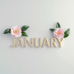 1月 冬 椿 JANUARY 花装飾 立体文字