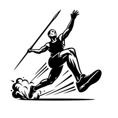 Fototapeta premium Dynamic Javelin Throw Athlete Silhouette Vector Illustration – Track and Field Sports Action Clipart for Design