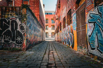graffiti streets, Melbourne streets, city streets. graffiti in downtown, urban life © niltondaly