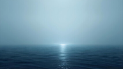 Obraz premium Calm ocean waters reflect sunlight on serene horizon
