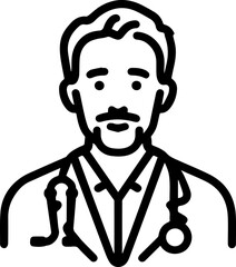 Obraz premium Simple line art illustration of a professional doctor wearing a stethoscope