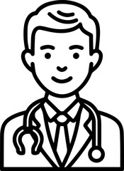 Obraz premium Simple line art illustration of a professional doctor wearing a stethoscope