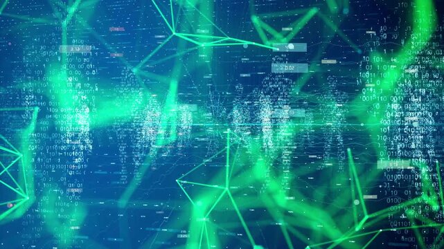 Abstract binary code animated background. Digital computer code. data analysis technologies. Technological background in big data matrix digital cyberspace.