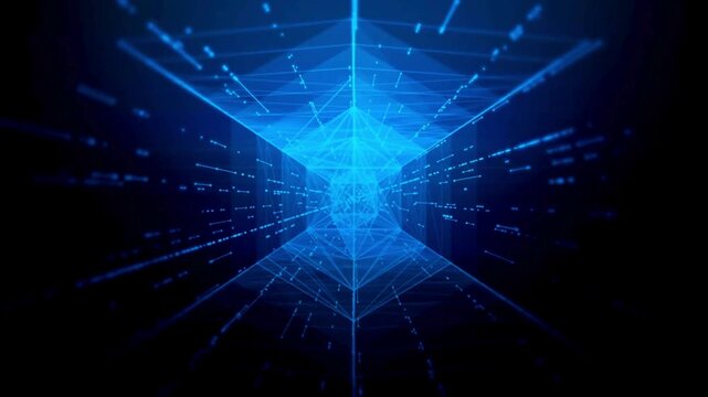 Futuristic Digital hexagon line abstract Technology Concept. virtual isometric hexagon lighting moving, block chain technology network digital data transfer.