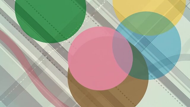 Vibrant abstract background with overlapping colorful circles and a subtle plaid pattern, creating a cheerful design.
