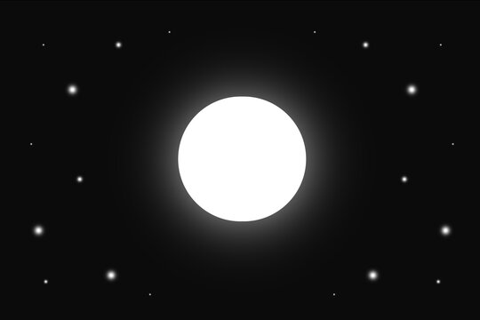 Pleine lune entour&eacute;e d'&eacute;toiles