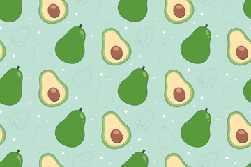Cute Avocado Seamless Pattern
