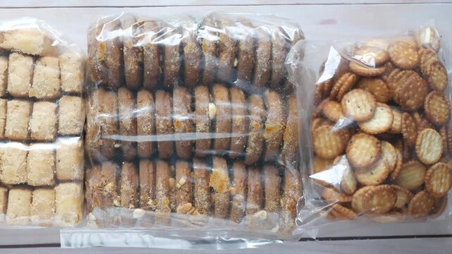Freshly packaged cookies and biscuits offer delightful snack choices, perfect for a quick bite or sharing with loved ones
