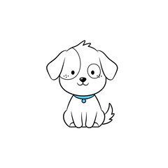 Obraz premium Cute puppy in ultra-simple continuous line drawing style with calm mood and white space