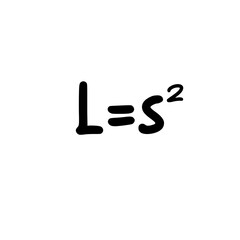 Handwritten square area formula L equals s squared isolated on light background simple geometry concept illustration.  © The Creative Idea