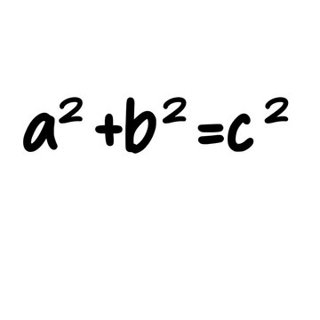 Handwritten Pythagorean theorem formula a squared plus b squared equals c squared isolated on light background mathematics concept illustration.
