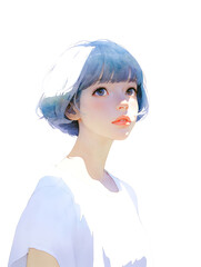 遠くを見つめる女性