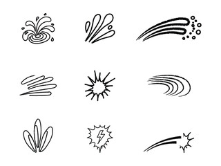 Fototapeta premium Collection of abstract black and white line art designs