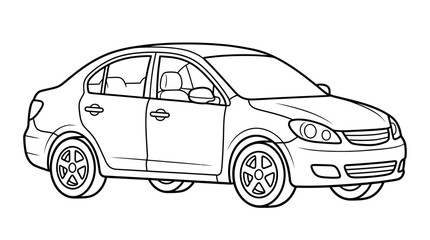 Naklejka premium Black and white sedan car illustration